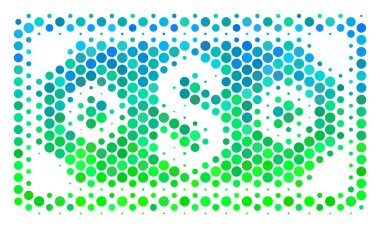 Yarı ton mavi-yeşil Doları banknot simgesi