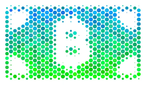 Félárnyék Bitcoin kék-zöld készpénz bankjegy ikon — Stock Vector