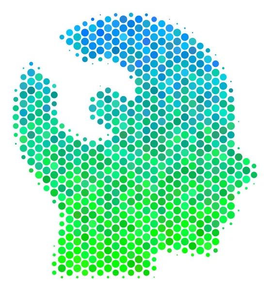 Μεσοτονικό εγκεφάλου μπλε-πράσινο εικονίδιο εργαλείο κλειδί — Διανυσματικό Αρχείο
