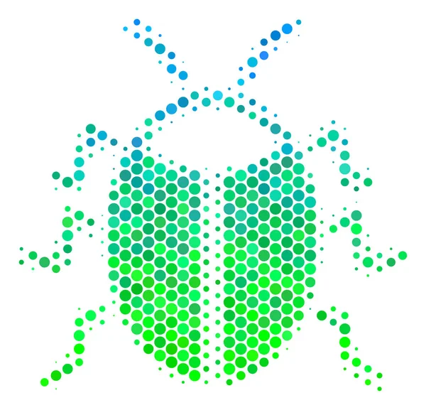 Halftone Blue-Green Bug Icon — Stock Vector