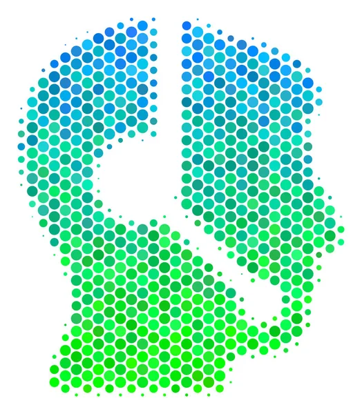 半色调蓝绿色呼叫中心操作员图标 — 图库矢量图片
