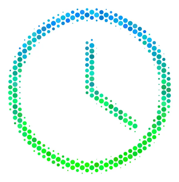 Halftone blauw-groene klokpictogram — Stockvector