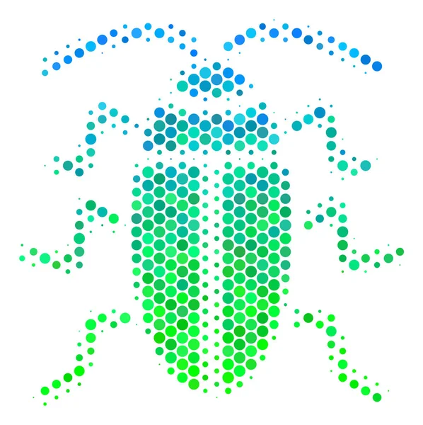 Halftone Blue-Green Cockroach Icon — Stock Vector