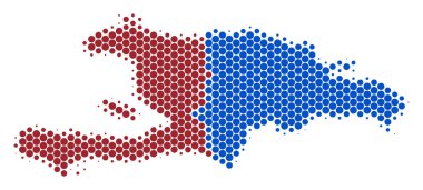 Nokta yarı ton Haiti ve Dominik Cumhuriyeti haritası