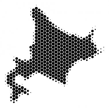 Nokta yarı ton Hokkaido Adası Haritası