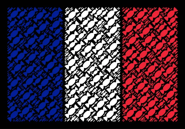 Κολάζ με καραμέλα στοιχεία σημαία της Γαλλίας — Διανυσματικό Αρχείο