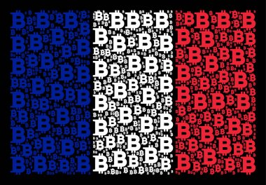 Fransız Bitcoin öğeleri mozaiği bayrak