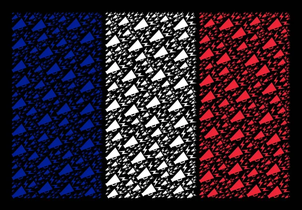 Drapeau français Collage d'icônes de mégaphone d'alerte — Image vectorielle