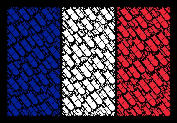 Frankrijk vlag mozaïek van luchtvaart bom Items — Stockvector