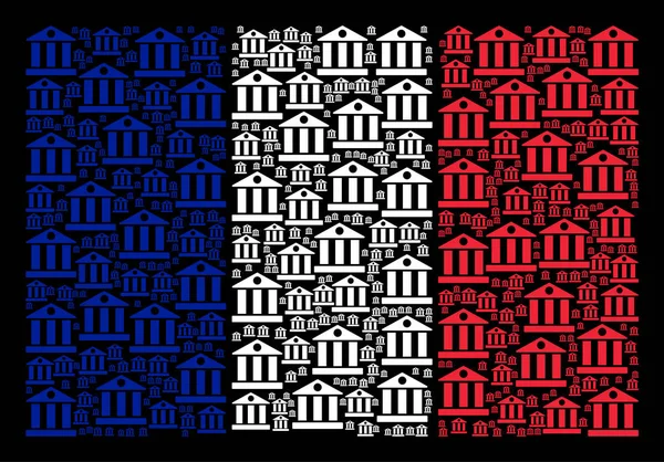 法国国旗镶嵌的银行建筑项目 — 图库矢量图片