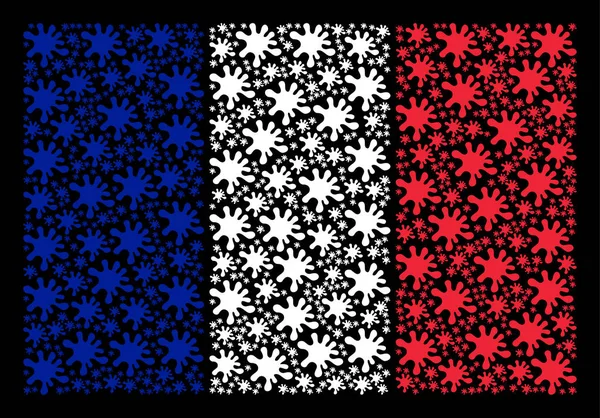 Fransk flagga mosaik av Blot objekt — Stock vektor