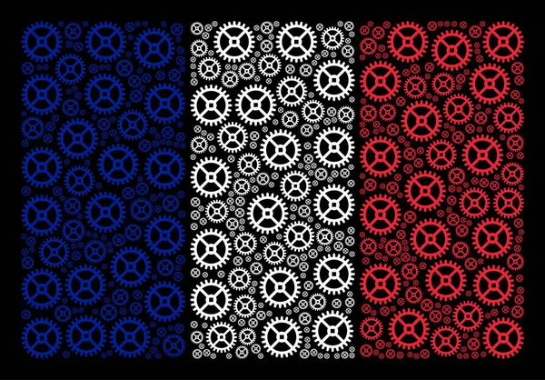 Fransk flagga Collage av klocka redskap objekt — Stock vektor