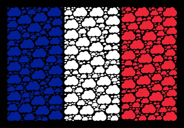 Padrão de bandeira francesa de ícones de nuvem — Vetor de Stock
