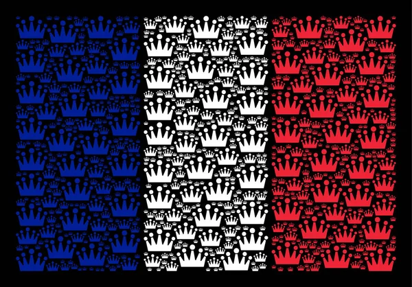Mosaïque du drapeau français des icônes de la Couronne — Image vectorielle
