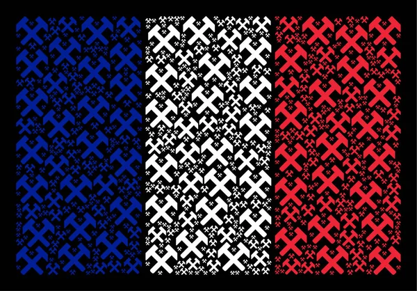 프랑스 깃발 망치 아이콘의 패턴 — 스톡 벡터