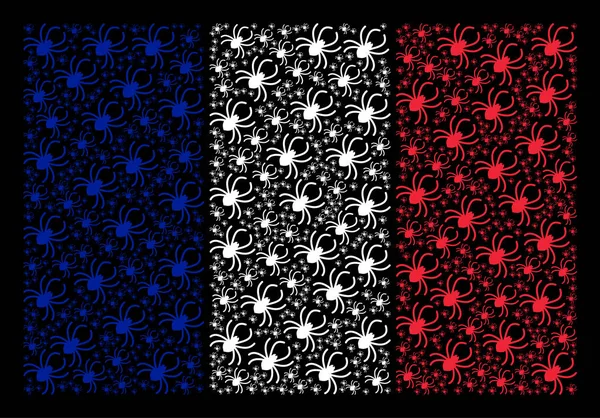 Fransk flagga Collage av Spider ikoner — Stock vektor
