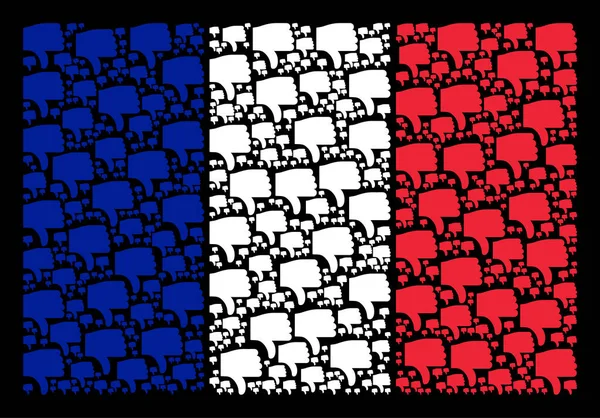 Drapeau français Collage d'icônes pouce vers le bas — Image vectorielle
