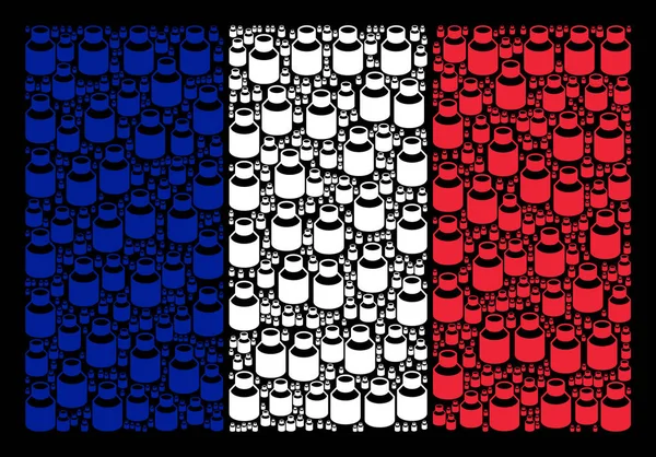 França Bandeira Colagem de Itens de Frasco — Vetor de Stock