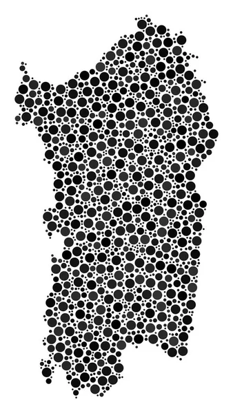 Isla de Cerdeña Mapa Collage of Dots — Vector de stock