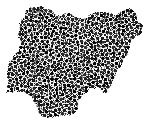 Nigeria Mapa Mosaico de Círculos — Vector de stock