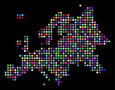 Renkli noktalı Avrupa Haritası