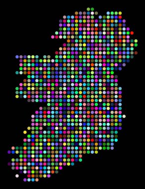 Renkli İrlanda Adası harita noktalı