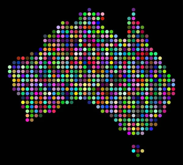 Carte de l'Australie pointillée colorée — Image vectorielle