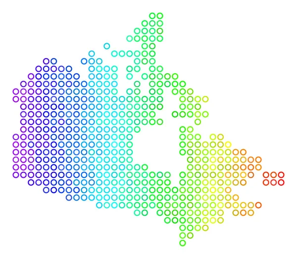 Bright Cirle Dot Canadá Mapa — Vector de stock
