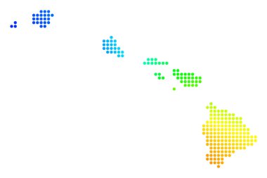 Parlak daire nokta Havaii Adaları Haritası