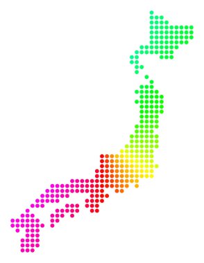Renkli küre nokta Japonya Haritası