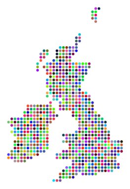 Büyük Britanya ve İrlanda harita Bright noktalı