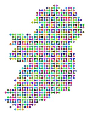Renkli İrlanda Adası harita noktalı