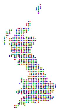 Renkli noktayı İngiltere harita