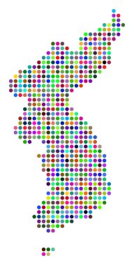 Parlak nokta Kuzey ve Güney Kore Haritası