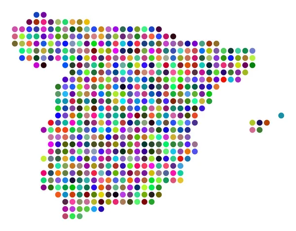 Mapa Hiszpania kolorowa kropka — Wektor stockowy