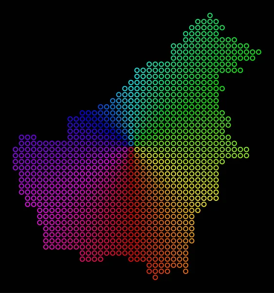 Gekleurde bezaaid Borneo eiland kaart — Stockvector