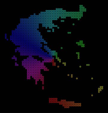 Spektral noktalı Yunanistan Haritası