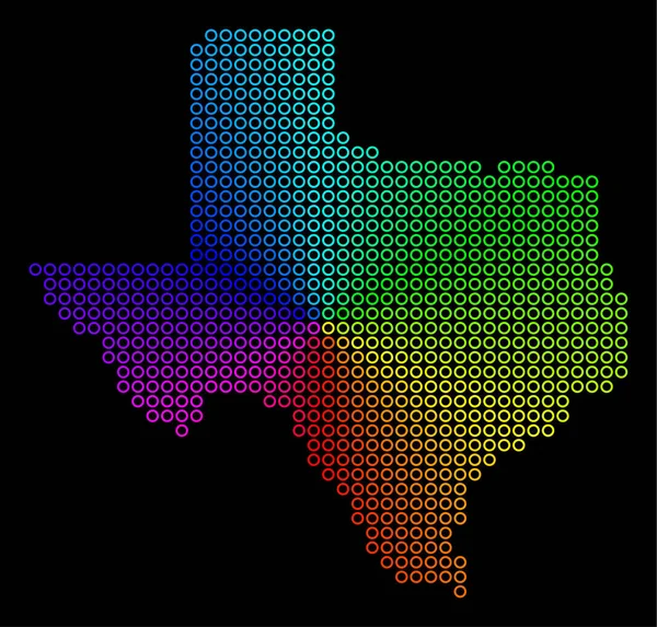 Mapa pontilhado brilhante de Texas — Vetor de Stock