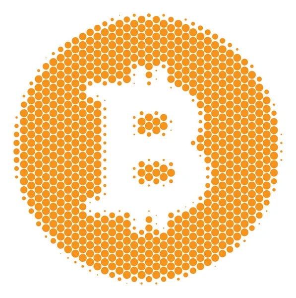 Icono de moneda de Bitcoin punto de medio tono — Vector de stock