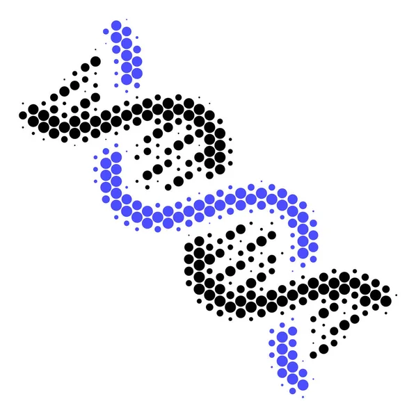 Icono espiral de ADN de punto de medio tono — Vector de stock