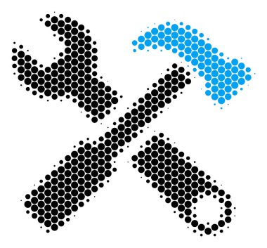 Yarı ton nokta çekiç ve Wrench kutsal kişilerin resmi