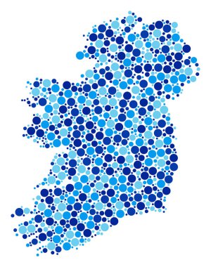 Mavi noktalı İrlanda ülkeler harita Mozaik