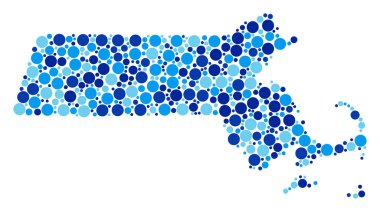 Massachusetts eyalet harita kompozisyon mavi noktalı