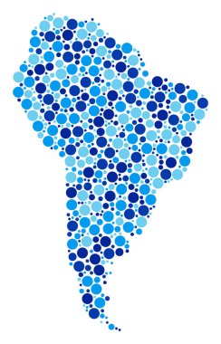 Mavi nokta Güney Amerika harita Mozaik