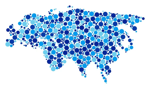 Blue Dot Eurasia Mapa Collage — Vector de stock