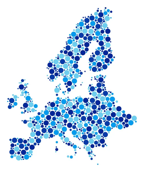 Blue Circles Unione Europea Mappa Collage — Vettoriale Stock