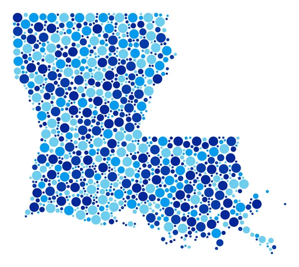 Blue Spot Louisiana State karta sammansättning — Stock vektor