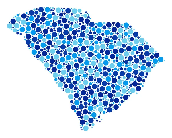 Blue Spot Carolina do Sul Mapa do Estado Composição — Vetor de Stock