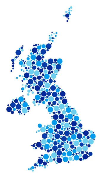 Blue Dot Reino Unido Mapa Collage — Vector de stock