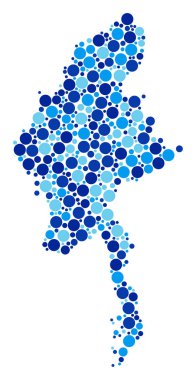 Mavi nokta Myanmar Haritası Mozaik